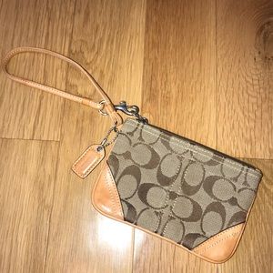Brown / tan coach wristlet